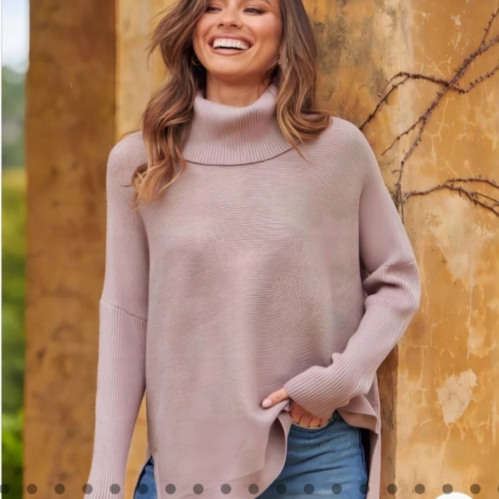 NIB ANRABESS Women's Oversized Turtleneck Batwing Sweater - Small